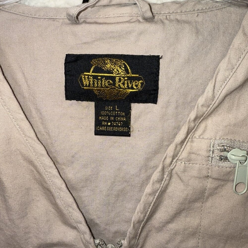 White River Fly Trout Fishing Outdoor Khaki Tackle Bait Vest Large Pockets - Picture 2 of 6